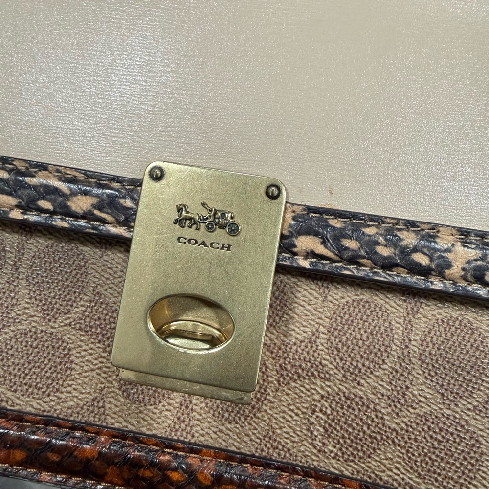Coach Signature Hutton Convertible Crossbody Shoulder - Snakeskin Color Block - Picture 9 of 11